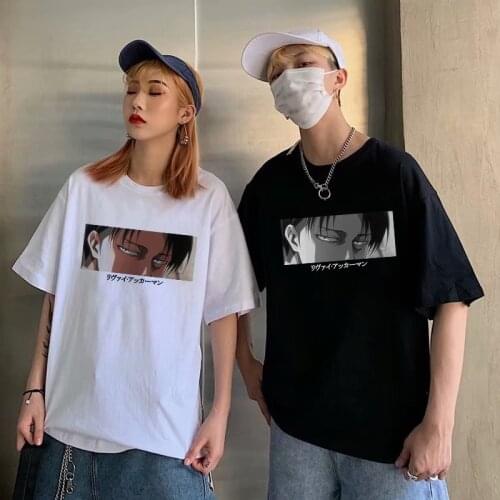 Levi·Ackerman Anime Vintage Printed Attack on Titan Japanese T Shirt Men Tops Fashion Casual Shingeki No Kyojin Manga T-shirts