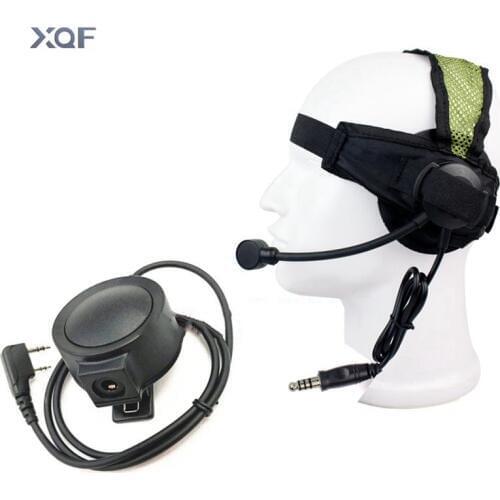 HD02 Tactical Bowman Elite II Radio Headset With 324 Large Round J Standard Plug For Kenwood Portable Radio Walkie Talkie 2 Pin