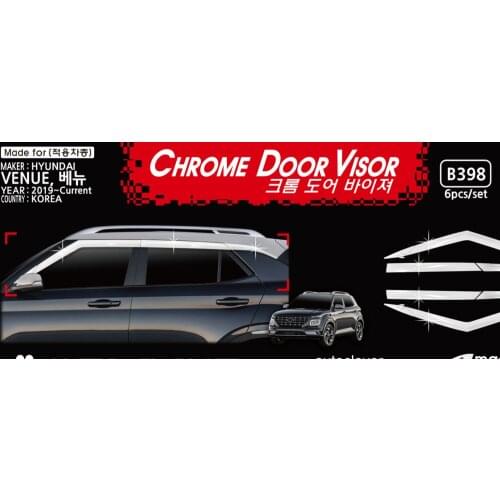 Chrome door visor side window deflector shade sun rain shield silver trips eaves for Hyundai VENUE 2019