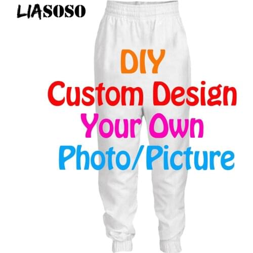 LIASOSO DIY Custom Design Your Own Photo / Pictures 3D Print Men Trousers Women Harajuku Sweatpants Hip Hop Mens Pants D000-3