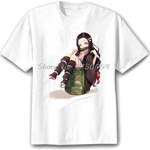 Kawaii Kamado Nezuko Unisex Harajuku Men Tshirt Funny Demon Slayer Anime Print Graphic T-shirt Casual Tees Cotton T Shirt