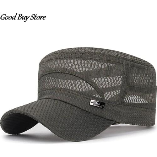 Hunting Sun Hats Breathable Mesh Jungle Cap Casual Military Flat Hat Men Snapback Male Summer Gorras Streetwear Trucker Cap 2021
