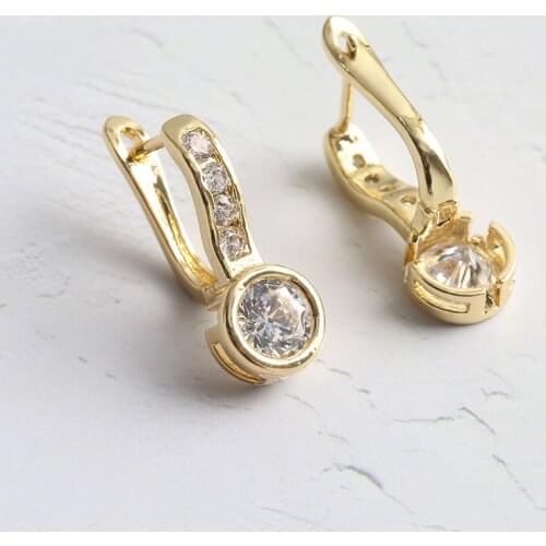 Classic Gold Plated Crystal Dangle Earrings Bridal Wedding Earrings Engagement Jewelry Color Zircon Earrings Anniversary Gifts