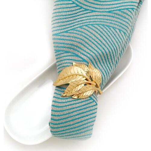 1Pcs Gold Leaf Napkin Rings for Wedding Party Napkin Holder Metal Circ Napkin Buckle Holiday Table Decoration Gift