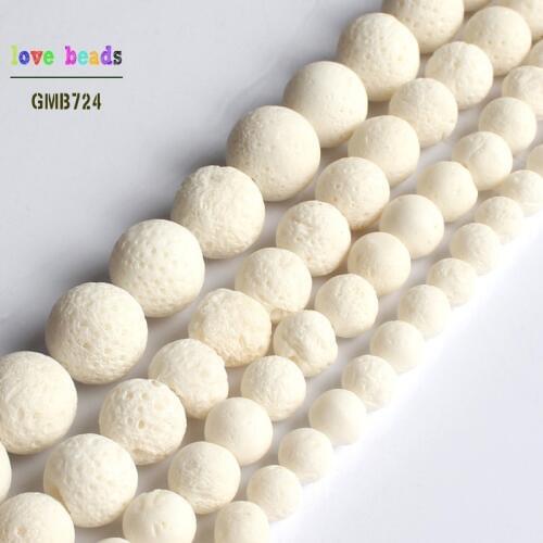 Natural White Sponge Coral Round Spacer Beads for Jewelry Making Beaded Bracelet DIY Jewelry 15" 6/8/10/12mm