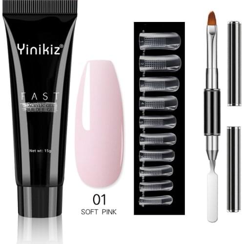 Yinikinz Nail Polish For Nail Extension Crystal Builder Clear Color Gel Poly UV Gel Set Nail Gel Kit