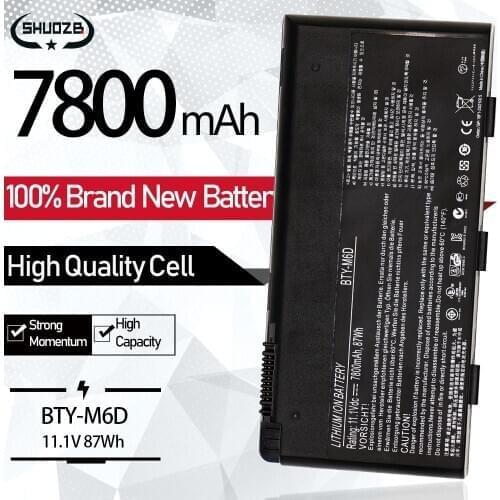 New BTY-M6D Laptop Battery For MSI GX60 GT60 GT780DX GX660 GT70 GX680 GX780 GT780R GT660R GT663R GT783R 9Cells 7800mAh 87Wh
