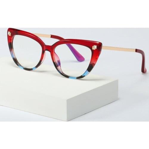 Plastic Titanium Rivet Diamond-Studded Glasses Frame Womens Anti-Blue Light Optical Fashion Computer Glasses Flat Mirror