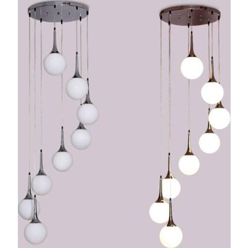 Modern Glass Ball Spiral Stair Case Pendant Lamp Restaurant Bar Counter Hanging Lamp Corridor Hallway Hanging Pendant Lighting
