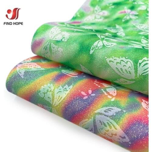 Butterfly Iridescent Glitter PU Leatherette Sewing Fabric Sparkle Shiny Faux Leather DIY Craft Hair Bows GIFT Earring Making
