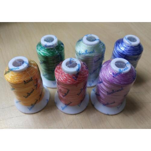Variegated embroidery machine thread 6 assorted colors, 100% viscose rayon embroidery thread for Brother Singer Janome Pfaff