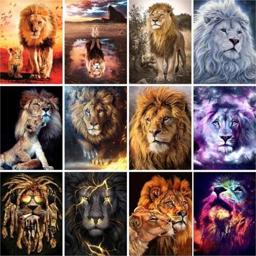 Square/Round Diamond 5D Diy Diamond Painting Animal Lion Prestige Diamond Embroidery Cross Stitch Diamond Home Decoration