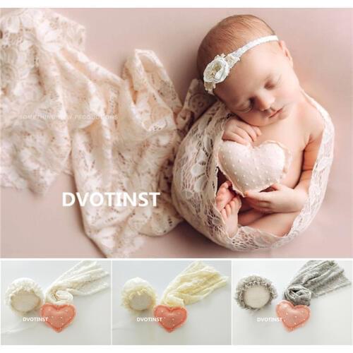 Dvotinst Newborn Baby Photography Props Soft Lace Wrap Hat Bonnet Heart Fotografia Accessories Infant Studio Shoot Photo Props