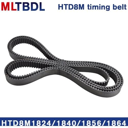 Rubber synchronous belt HTD8M 1824 1840 1856 1864 pitch=8mm arc tooth industrial transmission toothed belt width15/20/30/40