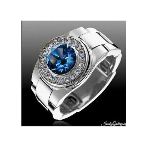 Luxury Silver Color White CZ Stone Ring Watch Band Shaped Finger Rings For Men Women Wedding Party Jewelry Accessories M2M888