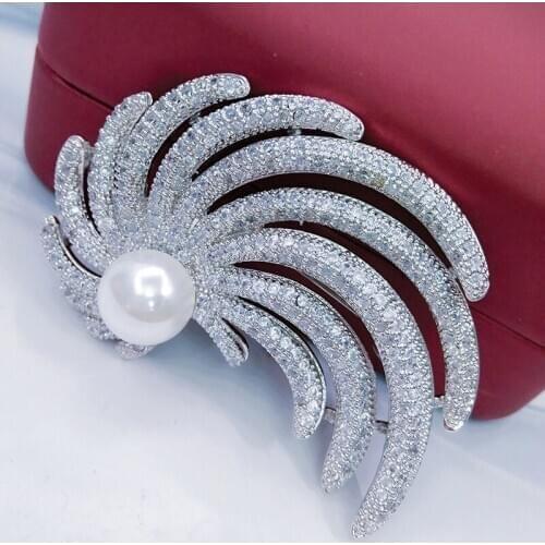 Lucky Sonny Broche Femme Full CZ Micro Paved Broches Fashion Broach Hijab Pins Bridal Pins Jewelry Bijoux Feminino Accessories