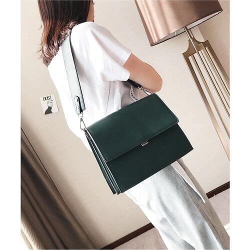 New Ins Hot Handbags Women Fashion Simple Commute Briefcase Square Bag PU Wild Shoulder Messenger bag Multi-function OL Ladies