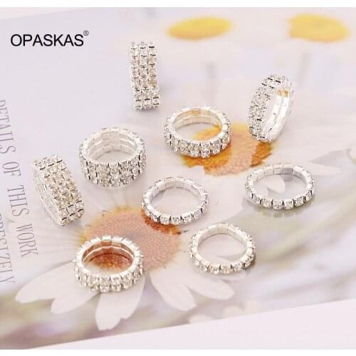 Sparkling Adjustable Elasticity Ring Full Rhinestones Inlaid Compatible to All Fingers Size Gifts for Boys and Girls PT