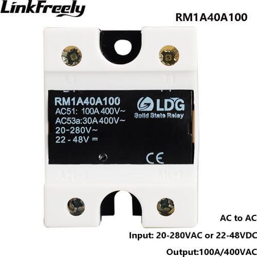 RM1A40A100 2SCR SMD 100A AC AC Solid State Relay,Output:42-440VAC Input:20-280VAC/22-48V DC, SSR Signal Relay Control Voltage