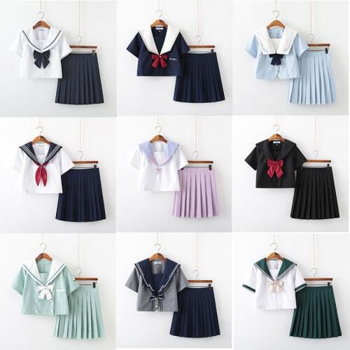 New Sales Japanese School JK Uniform 2021 White Girls Class Navy Sailor Uniforms Students Clothes Anime Cosplay Sailor Suits XXL