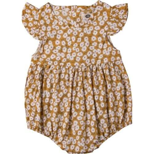 Vintage Flower Newborn Baby Girls Rompers 2019 New Fashion Summer Baby Girls Clothing Ruffles Rompers Jumpsuit Playsuit