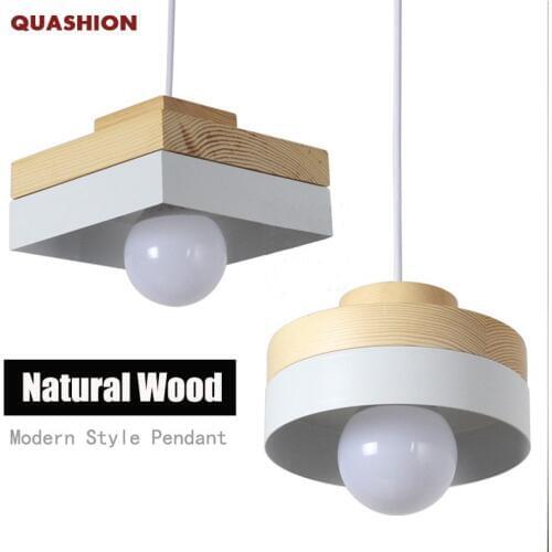 Japanese stype simple wooden pendant lights E27 Aluminum wood White/Black lamp, Household home stting room decorative lighting