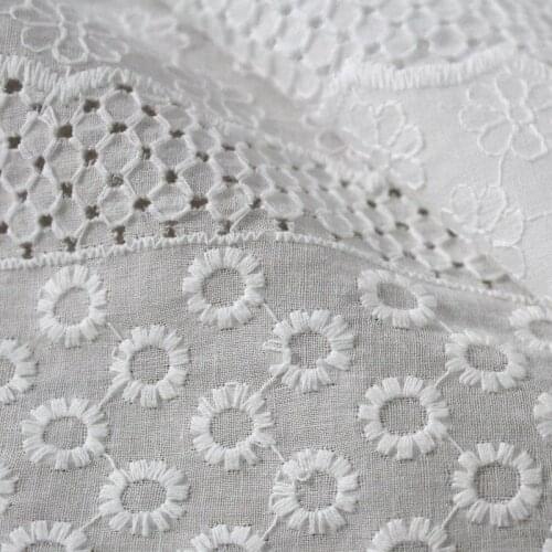 White Flower Embroidered Lace Cloth Womens Summer Cotton Cloth Hollow Lace Fabric