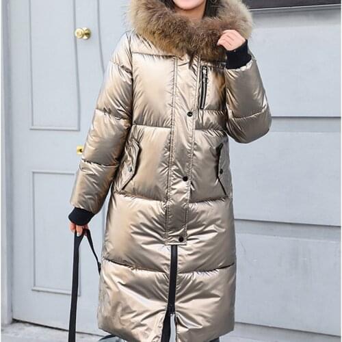 Winter Polyester Womens Down Jacket Hooded Long Sleeve Cardigan Zipper Pockets Loose Solid Vogue Casual Down Jacket