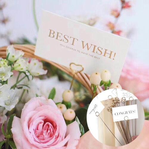 10pcs Metal Seat card for Wedding Birthday Party Decorations Message Card Stand Flower Bunch Thank You Card Holder Heart Shape