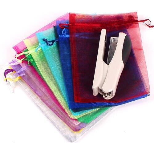 100pcs/lot 13x18cm Colorful Drawable Drawstring Organza Bags & Pouches Wedding Party Favor Christmas Gift Bags 21 Colors