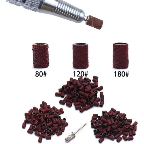100pcs Sanding Bands Mandrel Grip Milling Cutters Rotate Burr Electric Nail Drill Bit Manicure Pedicure Polishing Accessories