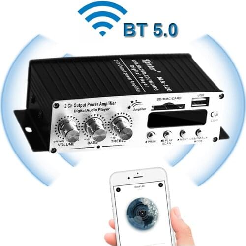 2*50W Audio FM Radio Mp3 Player Power Amplifier Stereo Equalizer HiFi Digital Mp3 Decoder Music AMP Bluetooth-Compatible