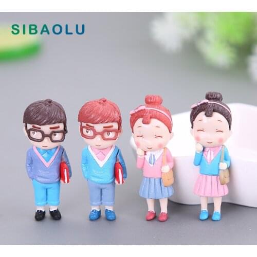 2pcs City work Lover Figures Girl Boy Model Miniature figurine wedding decoration doll fairy garden statue Home Gift Moss garden