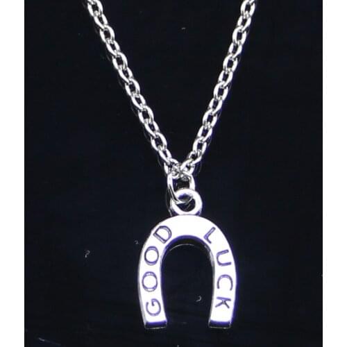 20pcs New Fashion Necklace 17x12mm lucky horseshoe good luck Pendants Short Long Women Men Colar Gift Jewelry Choker