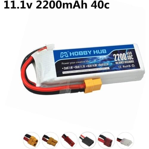 3S 11.1v 2200mAh 40C LiPo Battery For RC Car Airplane Helicopter 11.1v 803496 Rechargeable Battery XT60/T/JST Plug