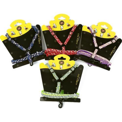 60 Sets/lot Flower Print Pet Dog Collar Harness Leash Soft Walking Harness Leash Durable Traction Rope Dog Harness Leash