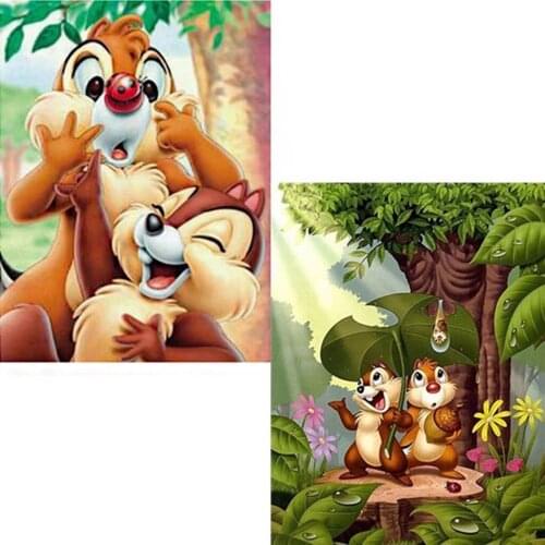 Uone New Diamond Painting DIY Cross Stitch Animal Squirrel Square Round Embroidery Rhinestone Kids Adult Home Office Decor Gift