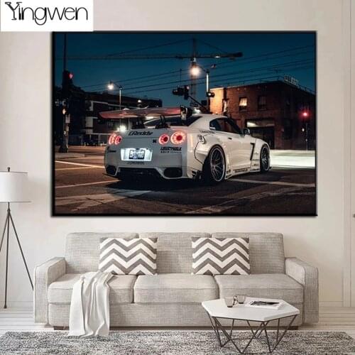 Diamond Painting 5d Full Diamond Mosaic Nissan Tuning GTR R35 White Supercar Diy Embroidery Rhinestones Cross Stitch Kits Decor