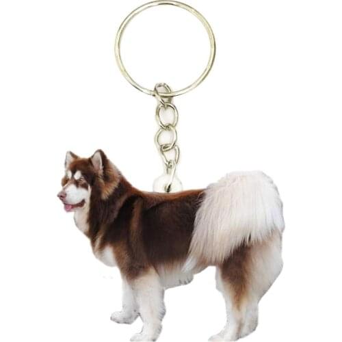 Pet Dogs Flat NOT 3D Small Keychain Alaskan Malamute Dog Animal Lucky Men Cute Charms Bag Drop Charms Gift Women Chain Miss Pets