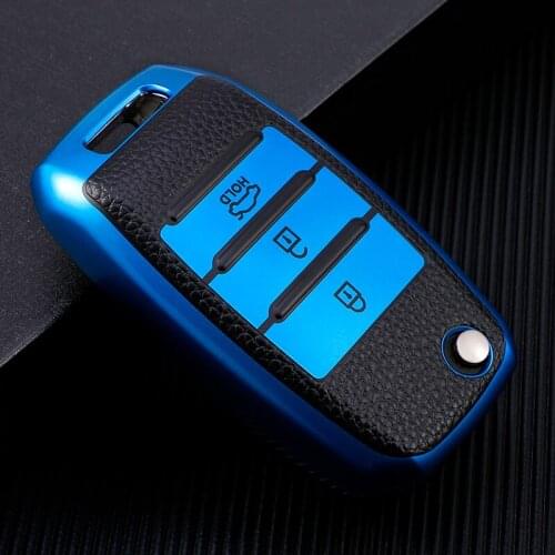 TPU Leather Grain Car Key Case Cover For Kia Rio 3 K2 Ceed Cerato K3 Sportage 4 Picanto K5 Optima Sorent Forte Stinger 2017 2018