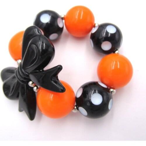 Children Girls Halloween Outfits Jewelry Bracelets Baby Girls Top Gifts Pumpkin Orange Color Chunky Beads Strand Bracelets