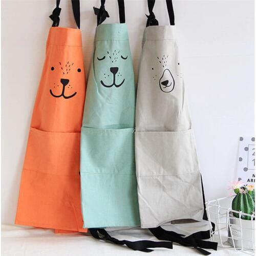 Cute Cotton Cooking Cartoon Apron Funny Novelty BBQ Party Couple Baking Kids Apron Parent Child Cooking Apron Painting avental