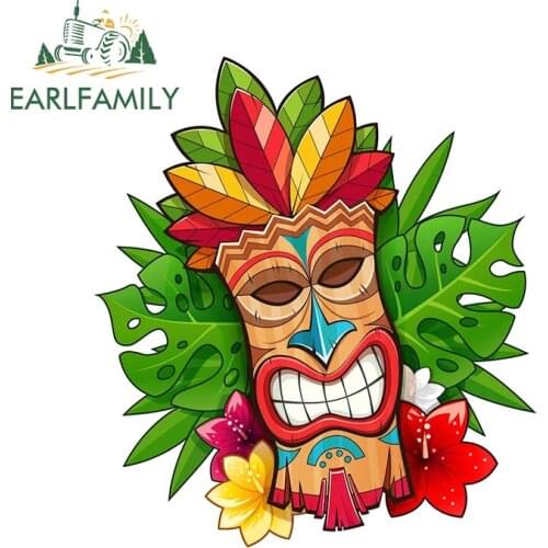 EARLFAMILY 13cm x 11.9cm for Hawaii Tiki Car Stickers Scratch-proof Personality Decal Motorcycle Graphics for Vehicle Bumper