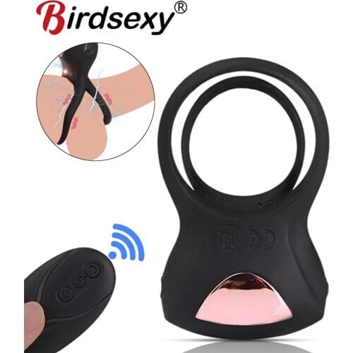 Electric Penis Vibrating Ring Adult Sex For Men Delay Ejaculation Erotic Male Sex Toy Chastity Cockring Wireless Remote Vibrador