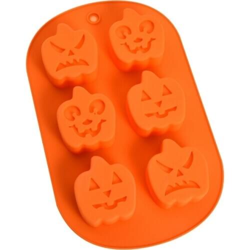 Halloween Festival Six Holes Pumpkin Silicone Cake Baking Mold Handmade Soap Candle Mold Ice Tray Mold DIY 3D Christmas