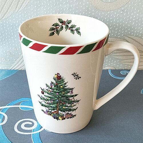 14 Oz 400 Ml Classic Christmas tree mug milk white Nordic luxury Christmas mug New Years gift home coffee Mug Drinkware