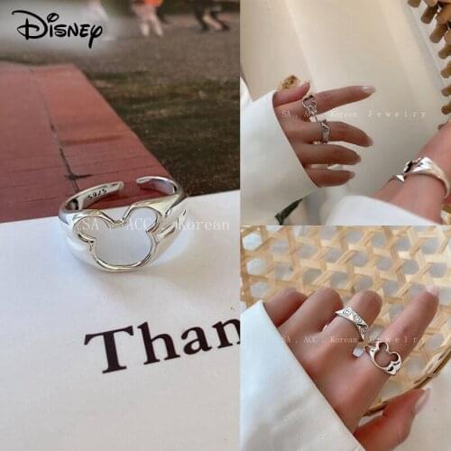 Disney Mickey Mouse Cartoon Rings Female Korean Simple Metal Casual Ring Index Finger Opening Ring for Women Accessorise