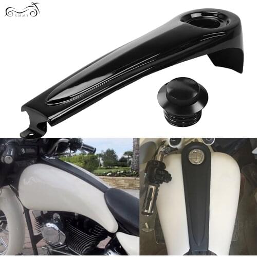 Black Smooth Dash Fuel Tank Console Trim Panel Kit+Gas Tank Cap Cover ABS For Harley Electra Ultra Street Road Glide 1986-2007