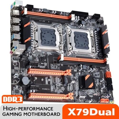 Atermiter X79 Dual CPU Motherboard LGA 2011 4 * DDR3 REG ECC USB3.0 Sta3 PCI-E 3.0 With Process Motherboard