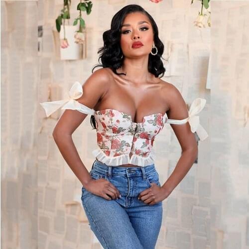 2021 summer new womens sexy print ruffled decorative mesh lace strap hot top mini vest